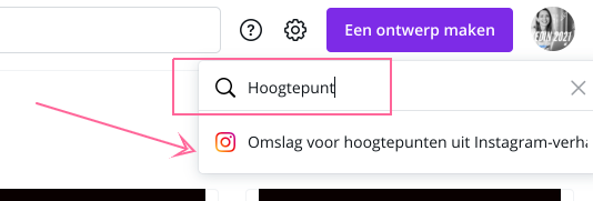 Instagram Hoogtepunt maken met Canva