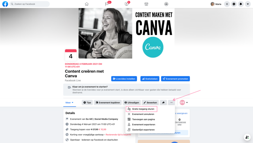 Geef gasten gratis toegang tot een betaald evenement op Facebook Geef gasten gratis toegang tot een betaald evenement op Facebook