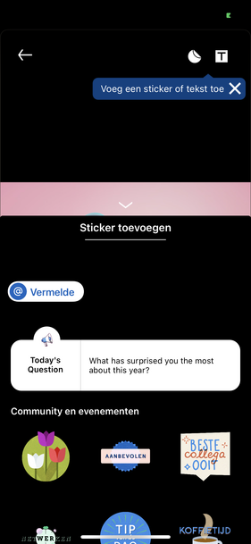 Sticker of mention toevoegen aan jouw LinkedIn Story