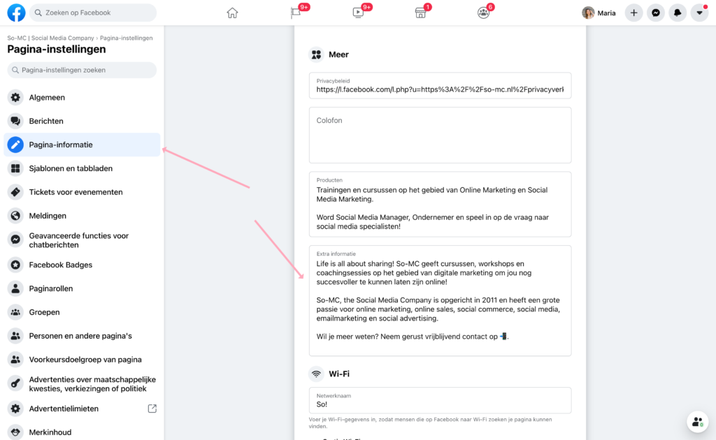 Facebook Extra Informatie Facebook Extra Informatie