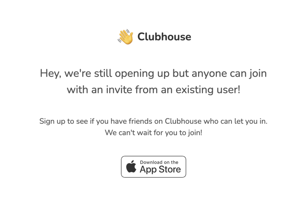 Clubhouse invite