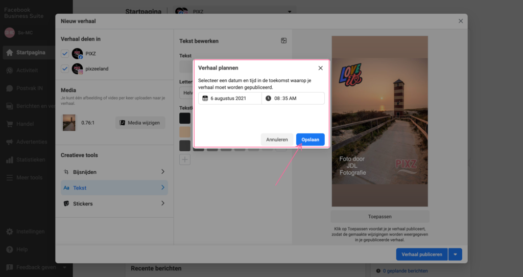 instagram stories inplannen via desktop