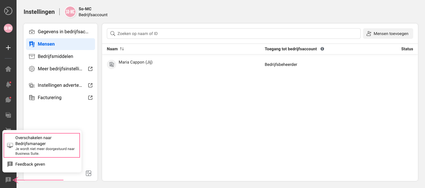 Facebook Business Suite en wilt naar Facebook Bedrijfsmanager 