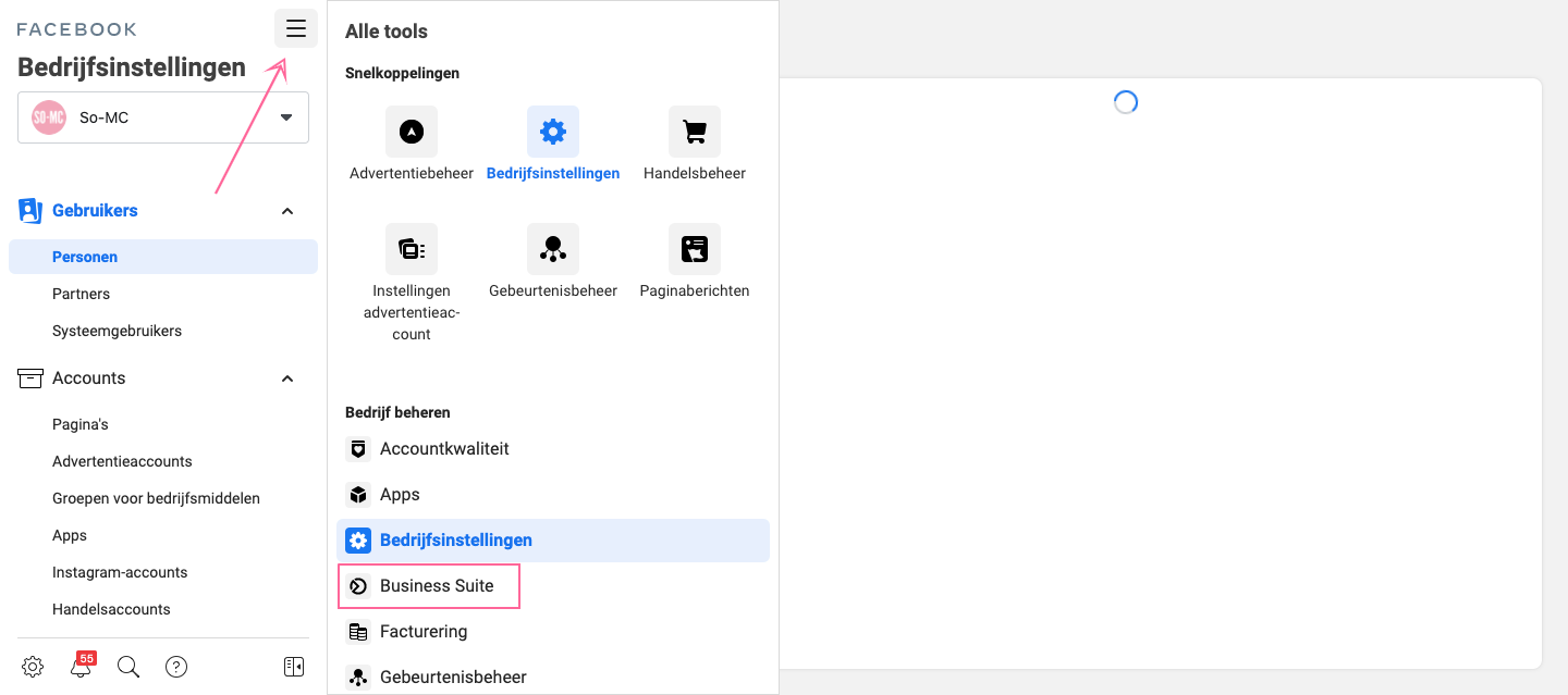 Van Facebook Bedrijfsmanager naar Facebook Business Suite