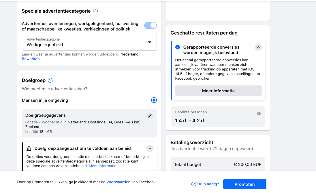 Facebook Vacature adverteren