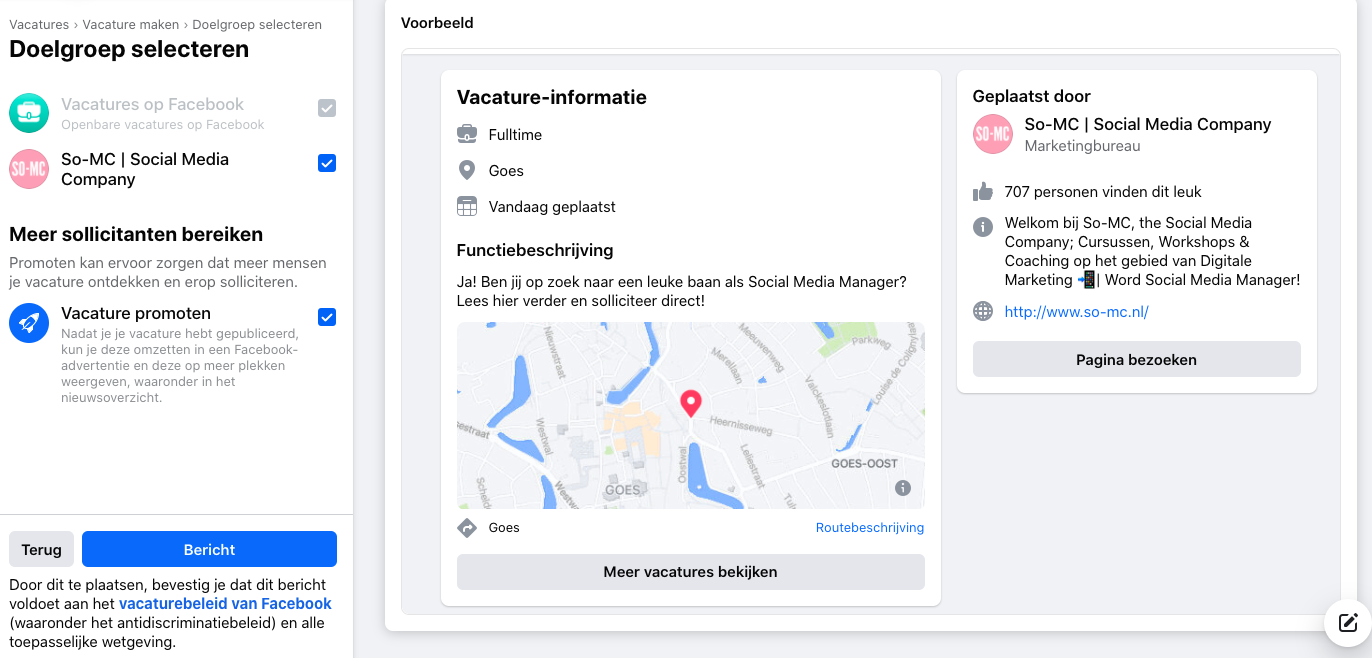 Facebook Vacature adverteren