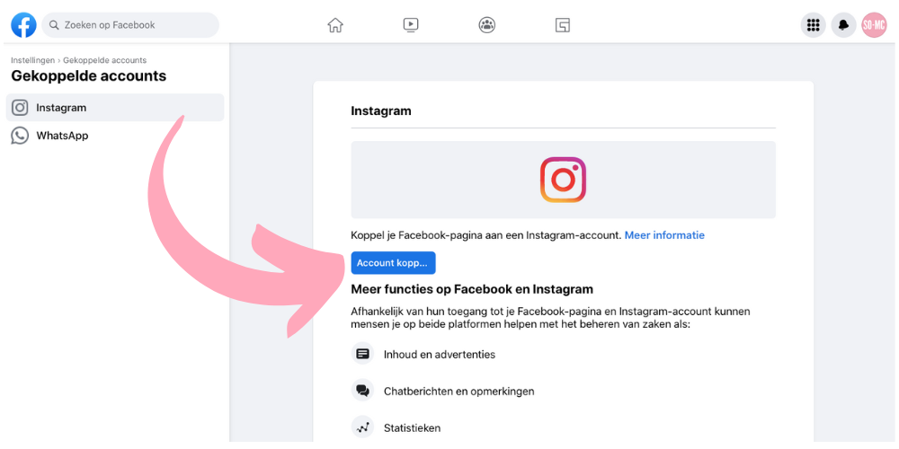 Instagram en Facebook koppelen via Meta Business Suite 