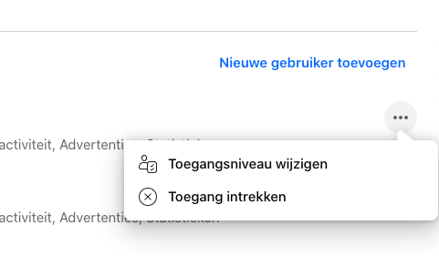 Toegangsniveau wijzigen Facebook beheer