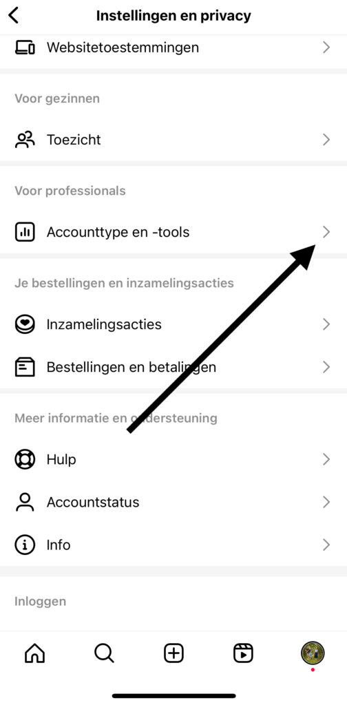 Instagram account overzetten naar business account